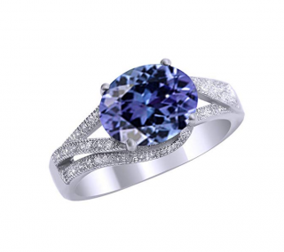 Jewel Zone US Simulated Alexandrite and White Cubic Zirconia Fashion Ring in 14k Gold Over Sterling Silver (3 Cttw)