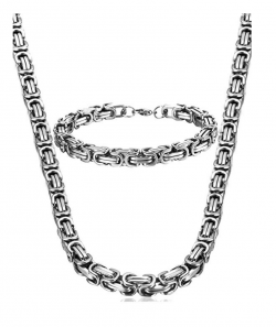 style Stainless Steel Male Chain Necklace Mens Bracelet Jewelry Set, 8mm Wide, 8.5 inch 22 24 30 inch