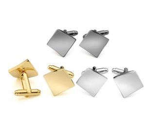 Zysta Irregular Curved Twisted Square Mirror Finish Cufflinks Set Silver Gold Black Bullet Back Secure Closure Button Luxury Elegant