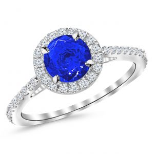 1 05 Ctw 14K White Gold Classic Round Diamond Engagement Ring Carat Blue Diamond