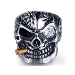 HanTian Stainless Steel Skull Ring Rock-Loving Punk-Men's Ring