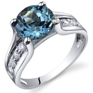 London Blue Topaz Solitaire Style Ring Sterling Silver 2.25 Carats Sizes 5 to 9