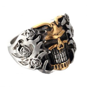 PAURO Men's Stainless Steel Skull Kito Head Punk Vintage Style Ring