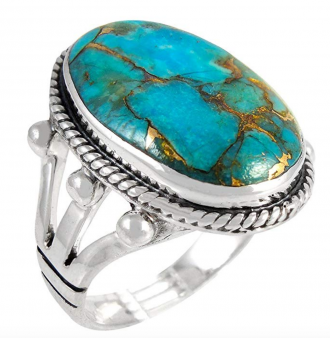 Turquoise Ring in Sterling Silver 925 & Genuine Turquoise Size 6 to 12 (CHOOSE STYLE)