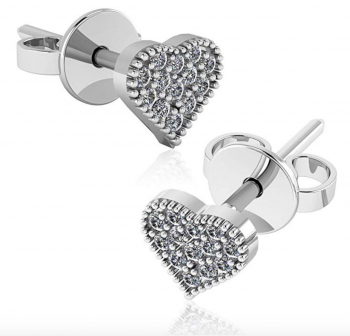 .925 Sterling Silver & Pavé-Set Cubic Zirconia Petite Stud Earrings (Choice of Shapes)