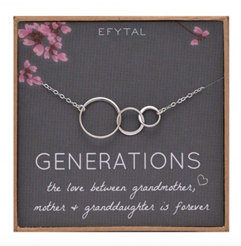 EFYTAL Generations Necklace for Grandma Gifts - Sterling Silver Mom Granddaughter Mothers Day Jewelry Birthday Gift