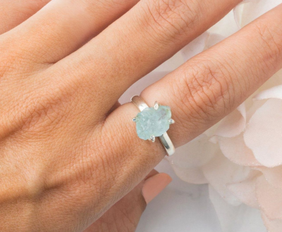 Raw Crystal Ring - Aquamarine