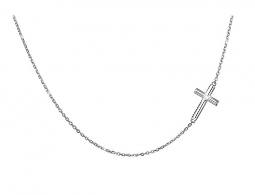 Silver Mountain Sterling Silver Sideways Cross Choker