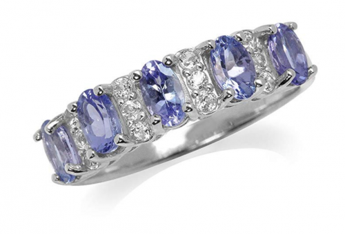 Silvershake Tanzanite & Topaz Gold Plated Ring