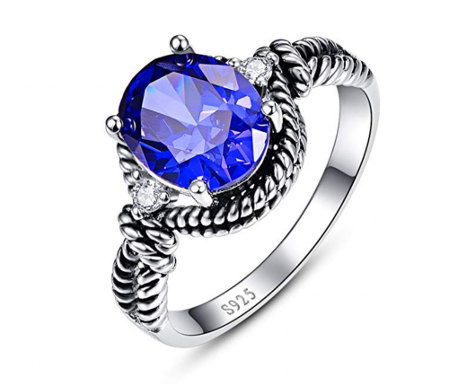 BONLAVIE Oval Cut Blue Tanzanite Ring