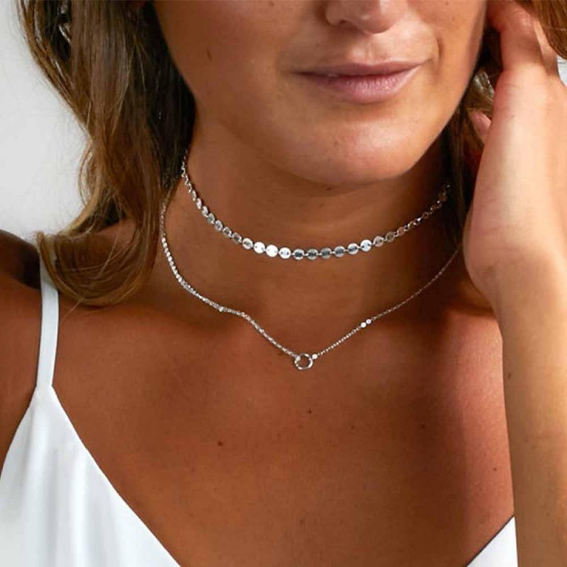 Two silver choker necklaces