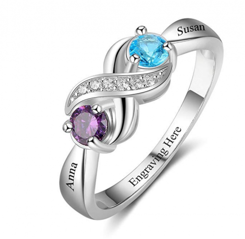 Love Jewelry 925 Sterling Silver Ring - Choose Any Zodiac Birthstone