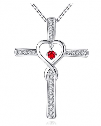 Milamiya Infinity Love God Cross with Ruby - LEO (Available in All Birthstones)