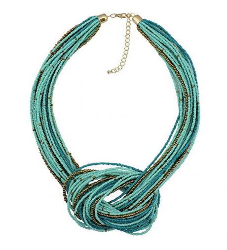 6. Bocar Seed Beads Multilayer Chunky Knot Statement Necklace