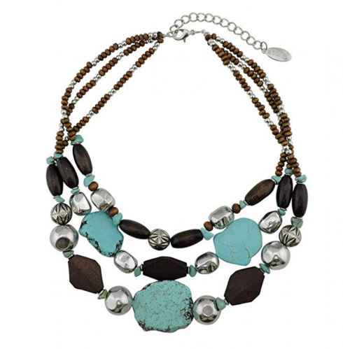 2. Bocar Personalized Layered Strands Turquoise Statement Necklace