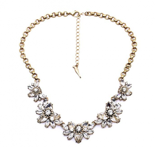 3. FitandWit Rhinestone Crystal Statement Choker Necklace