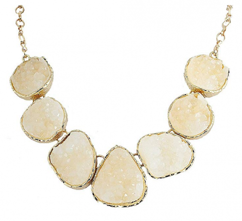 4. JANE STONE Fashion Drusy Stone Bead Statement Necklace