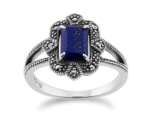 9. GemondoArt Deco Lapiz Lazuli & Marcasite Ring