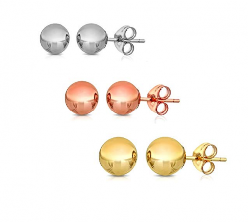 10. Pori Jewelers 14K Solid Gold Ball Stud Earrings