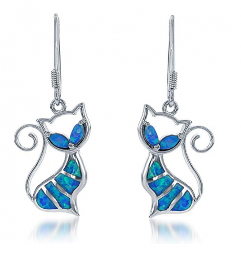 9. Beaux Bijoux Blue or White Opal Cat Earrings