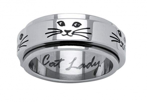 2. Lux Black Ion-Plated Stainless Steel Cat Ring