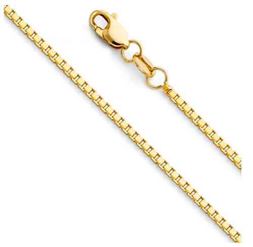 14k Yellow OR White Gold Box Link Chain with Lobster Claw Clasp