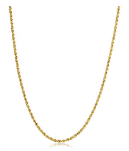 Kooljewelry 14k Yellow, White or Rose Gold 0.8mm Rope Chain Necklace