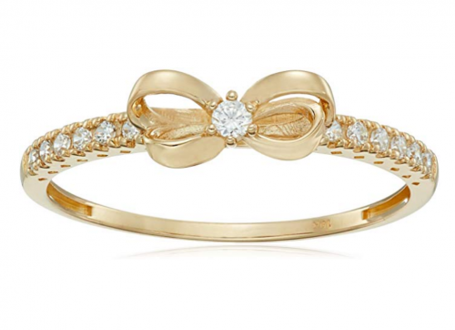 Amazon Collection 10K Gold Dainty Bow Ring