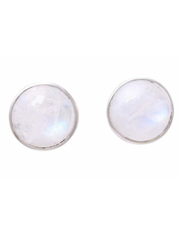  NOVICA Rainbow Moonstone Silver Stud Earrings