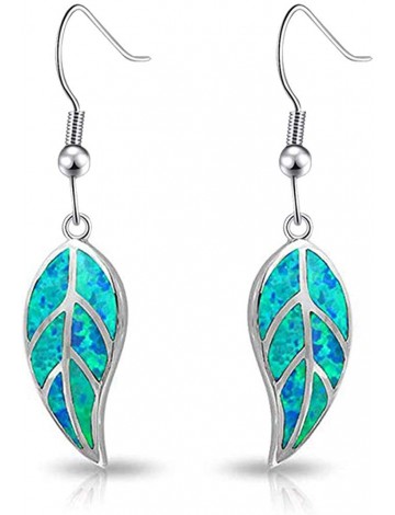  CiNily Opal Leaf Dangle Earrings