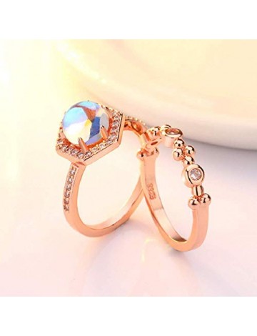 Finemall Faux Moonstone Engagement Ring