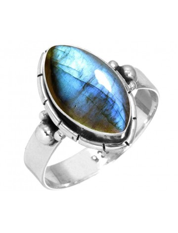 Blue Labradorite Ring 925 Sterling Silver Religious Ring Handmade Boho Ring Extremely Unusual Ring Rare & Classic Elegance Jewelry Motivation Ring Perfect Design Gift Smooth & Shiny Ring Filigree Ring 