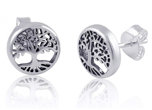 Sterling Silver Tree of Life Stud Earrings