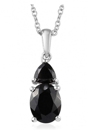 Shop LC Black Tourmaline Onyx 925 Sterling Silver Necklace