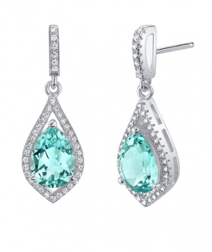 Ruby & Oscar Tourmaline & CZ Paraiba Tear Drop Earrings