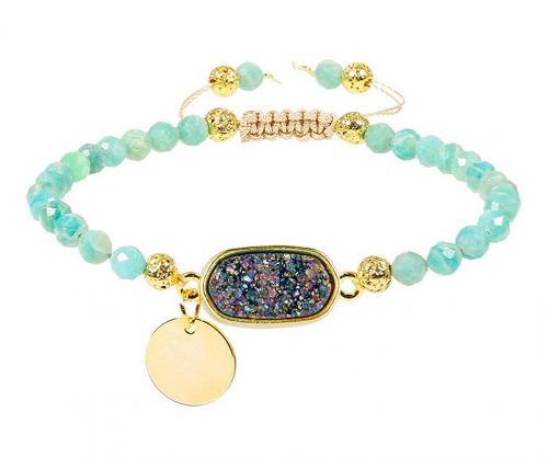 Tumbeelluwa Amazonite Natural Druzy Gemstone Bracelet