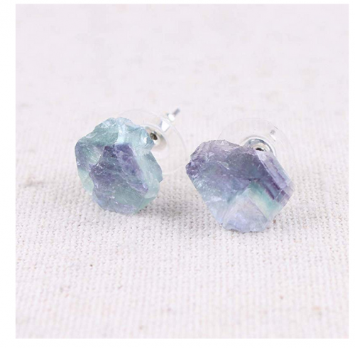 CXD-GEM Raw Natural Fluorite Stud Earrings