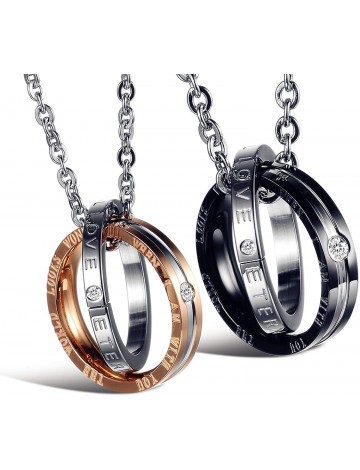 Sunny House His & Hers Matching Set Titanium Stainless Steel Couple Pendant
