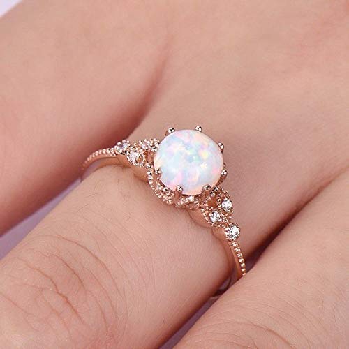 T-Jewelry Rose Gold Silver Moonstone Engagement Ring Hand