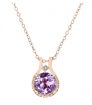 Voss+Agin 14K Rose Gold Halo Amethyst Necklace