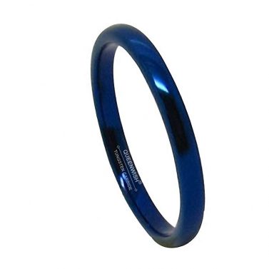 Queenwish 2mm Blue Tungsten Ring