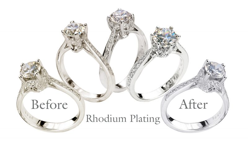 Before and after rhodium plating