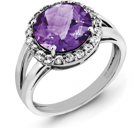 Black Bow Jewelry Co. Amethyst & White Topaz Halo Ring