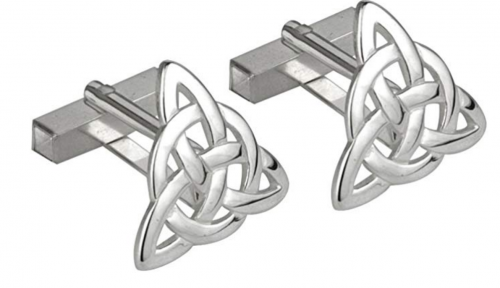 Tara Trinity Knot Cufflinks with Rhodium Plating - Made in Ireland