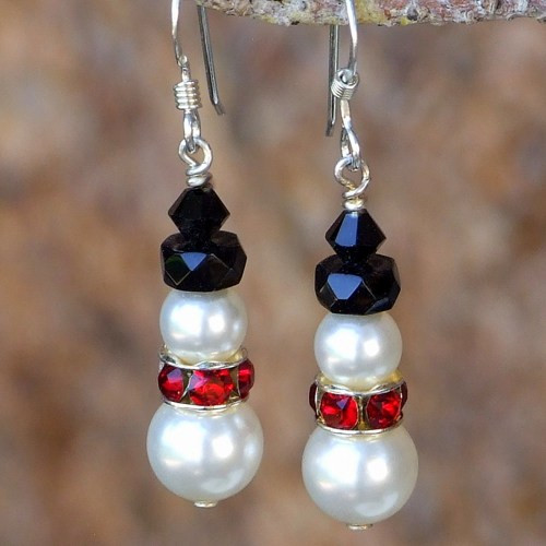 Body Candy Handcrafted Snowman Earrings Created with Swarovski Crystals