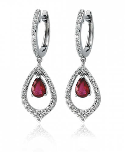 Black Bow Jewelry & Co. White Gold Ruby & Diamond Earrings