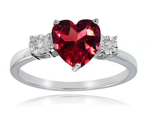 Ice Gems Sterling Ruby Red and Heart Ring