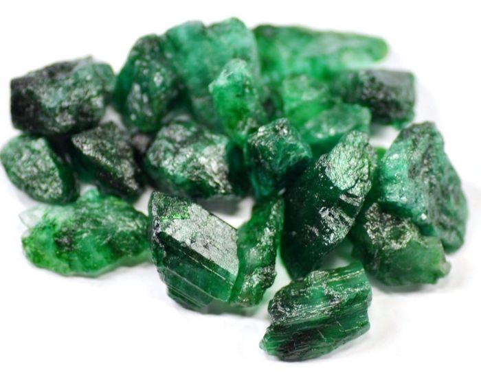 Raw emeralds