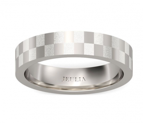 Jeulia Frosted Checkered Stainless Steel Men's Band