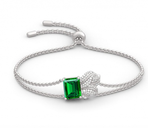 Jeulia Leaf Design Emerald Cut Bracelet